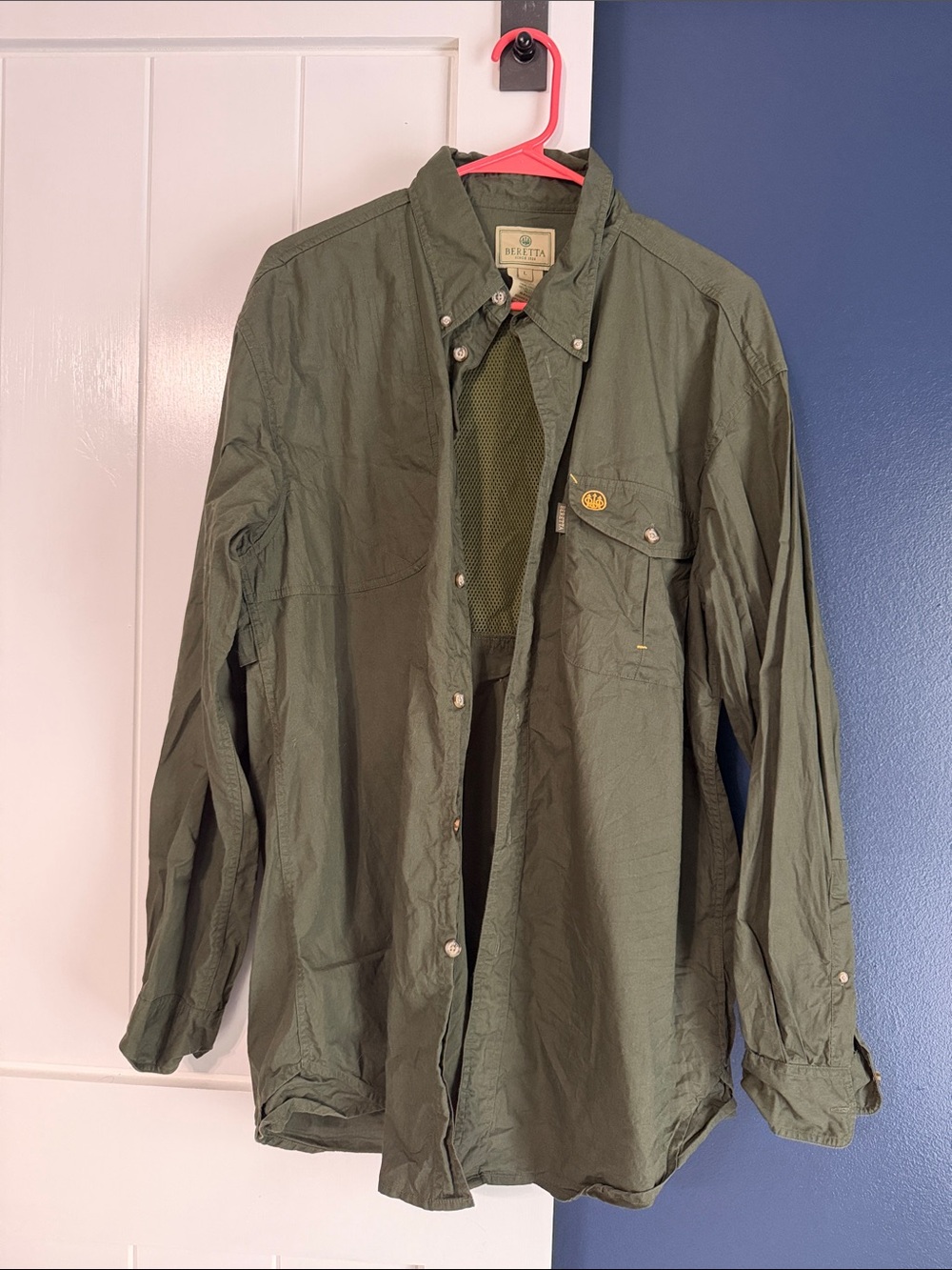 Men's Olive Green Military Field Jacket with Mesh Back - Beretta